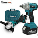 Cordless Impact Driver Wrench Angle Grinder Combo with 2x Battery