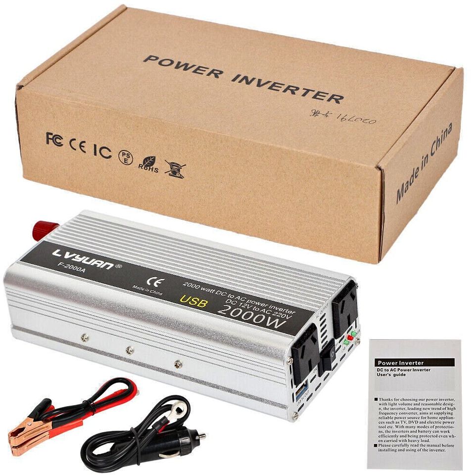 Caravan Power Inverter 2000w Peak Dc 12V To Ac 240V Converter Adapter Camp