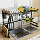 85cm Dish Drying Rack Organizer 2 Tier Kitchen Draining Over Sink Stainless
