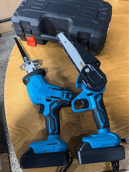 6 inch chainsaw 2x battery, reciprocating, saw with 3 blades