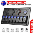 8 Gang 12V Switch Panel USB ON-OFF Toggle Rocker Control Car Boat Yacht Caravan