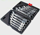 12 Pcs Metric 8-19mm Flexible Head Spanner Gear Ratchet Wrench Cr-V Steel Set