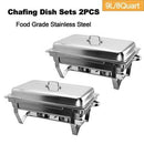 1-2 9/18l Multi Stainless Steel Bain Marie Chafing Dishes Buffet Food Warmer Pan