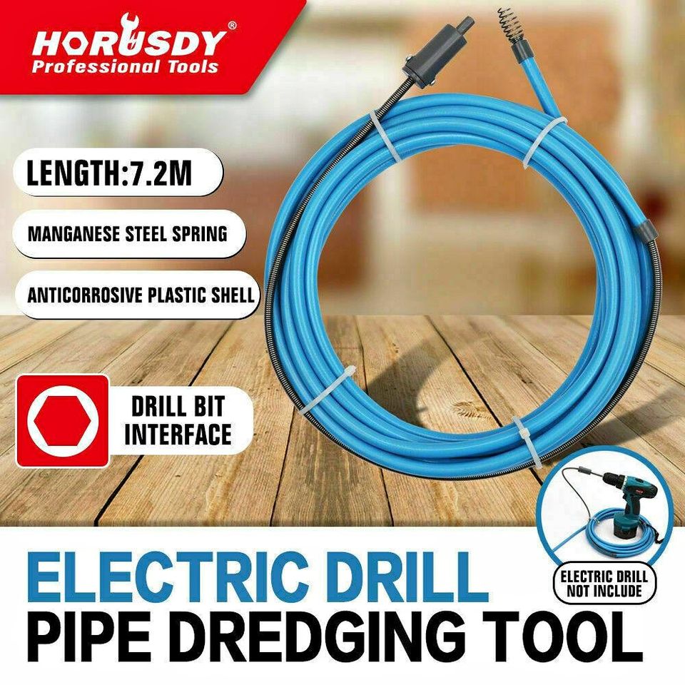 7m x 6mm Power Drill Snake Drain Cleaner Plumbing Electric Sink Pipe Unblocker