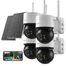 4PCS Wireless WIFI Solar/Battery PTZ Outdoor Home Security Camera System 1080P