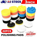 22Pcs 3" Polishing Pads Buffing Waxing Pad Polisher Drill Sponge Kit Set For Car