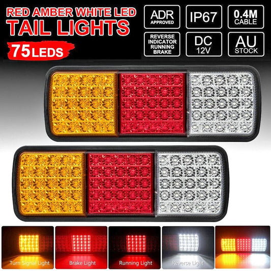 2Pcs 75 LED Tail Lights Trailer Ute Caravan Stop Indicator Rear Lamp Taillights
