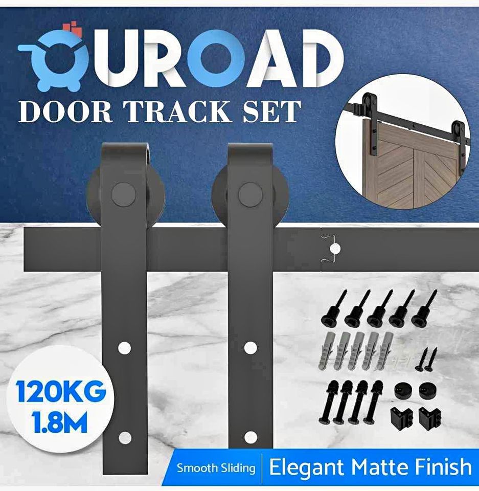 1.83M Sliding Barn Single Door Hardware Track Set Roller Kit