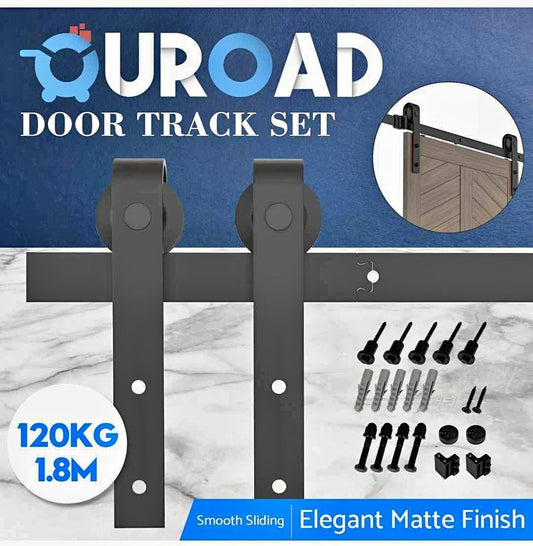 1.83M Sliding Barn Single Door Hardware Track Set Roller Kit