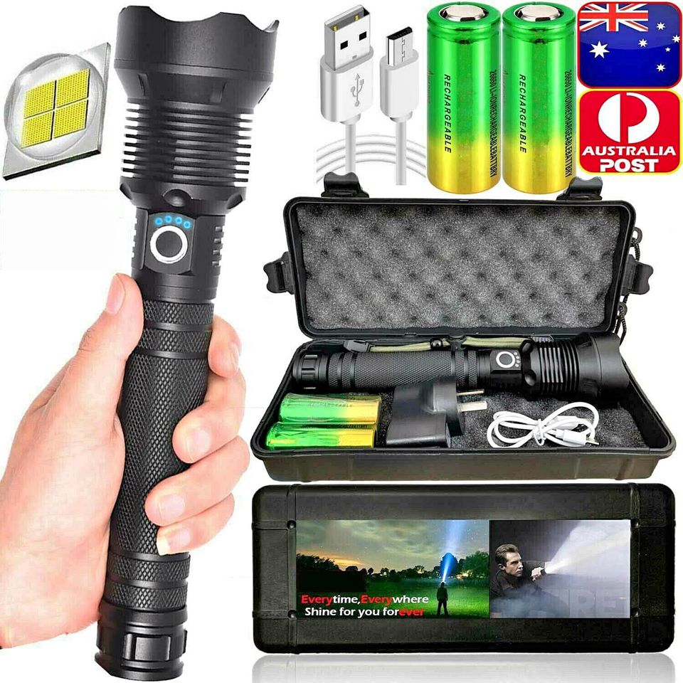 1100000 Lm Rechargeable XHP90 Most Powerful LED Flashlight USB Zoomable Torch