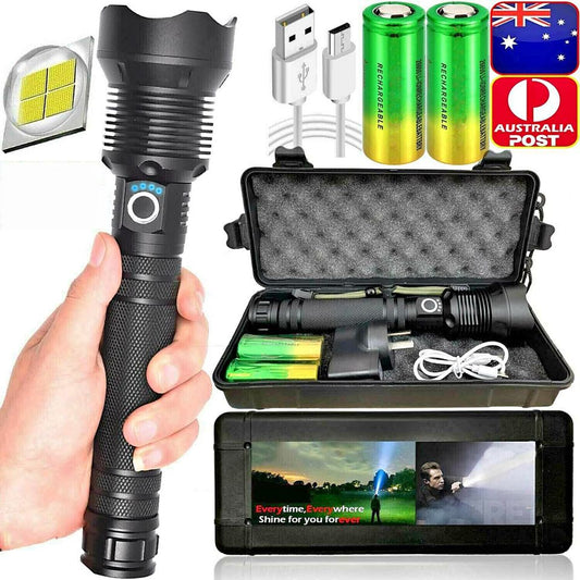 1100000 Lm Rechargeable XHP90 Most Powerful LED Flashlight USB Zoomable Torch