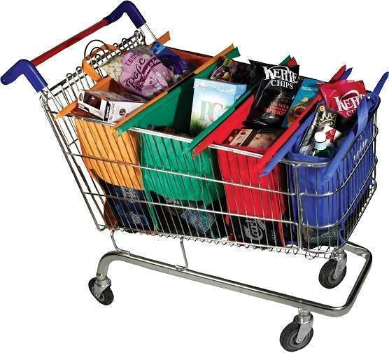 NEW Set of 4 Shopping Trolley Bags Vibe Reusable Eco-Friendly Supermark