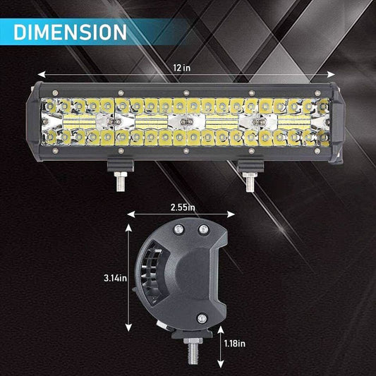 3Rows LED Bar 12" Inch LED Light Bar LED Work Light Combo Beam for Car Tractor