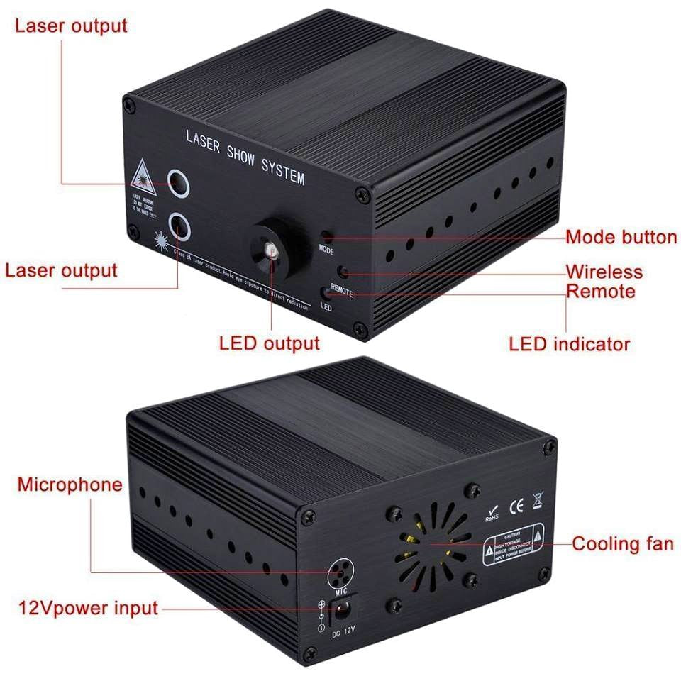 48 Pattern Laser Projector Stage Lights Mini LED RGB Lighting Party DJ Disco KTV