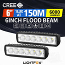 LightFox Pair 6inch Cree LED Work Light Bar Flood Beam Lamp Reverse Offroad 4x4