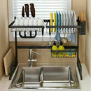 65CM Over The Sink Dish Drying Rack Stainless Steel Kitchen Drainer Shelf Holder