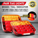 2x Square LED Trailer Tail Lights Stop Indicator Lamp Number Plate Light