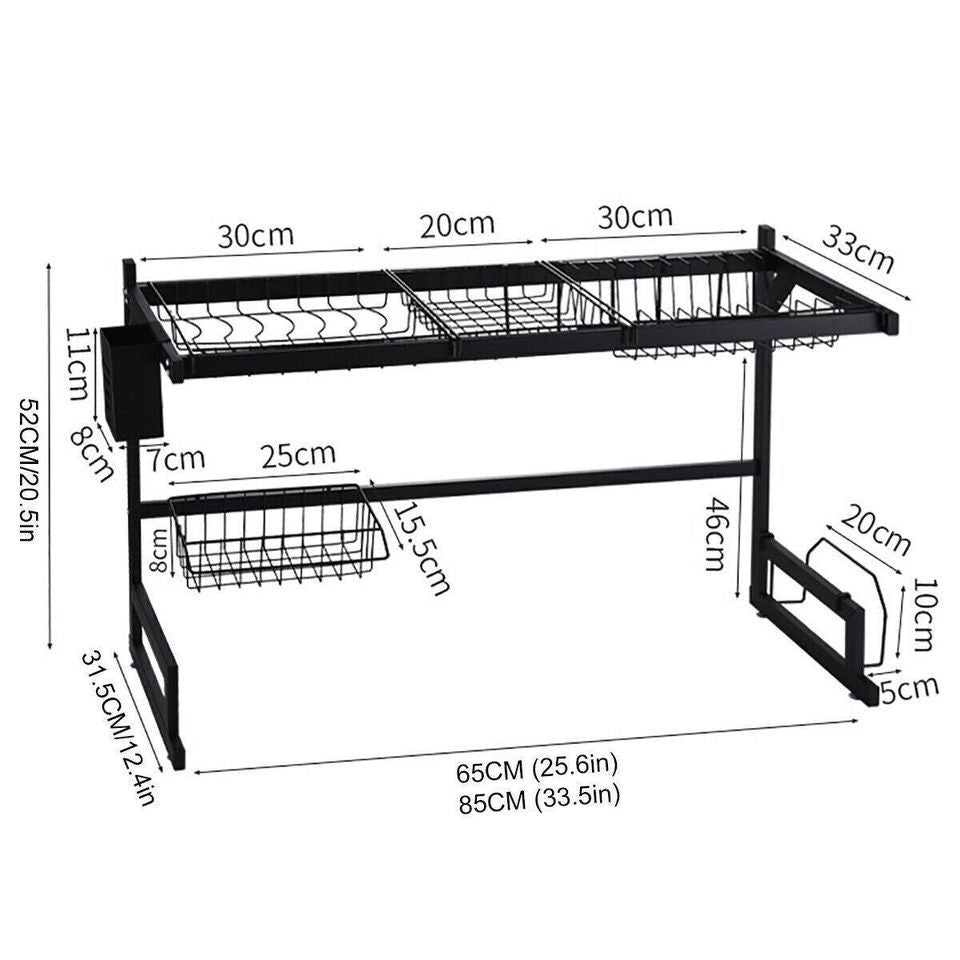 Dish Drying Rack Holder Drain Kitchen Caddy Drainer Storage Over Sink Organiser