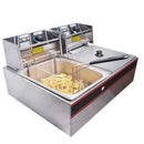 Commercial Electric Deep Twin Fryer Frying Basket Chip Cooker 20L