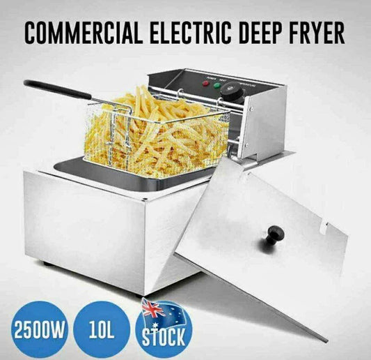 10L Commercial Electric Deep Fryer Basket Chip Cooker Stainless Steel kitchen