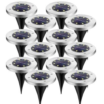 2 Solar Powered LED Buried Inground Recessed Light Garden Outdoor Deck Path