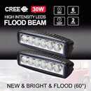 2x 6INCH 30 W LED WORK LIGHT BAR SPOT FOG DRIVING OFFROAD 4WD