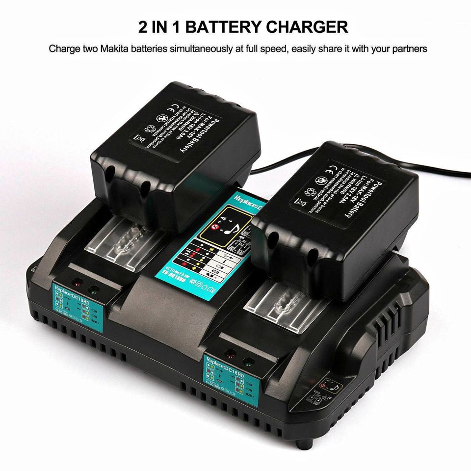 AU plug Dual Port Rapid Battery Charger For Makita DC18RD 18V 18 Volt LXT Li-Ion