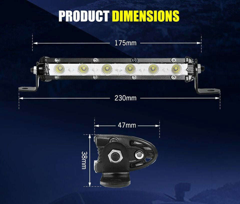 Pair 7inch LED Light Bar Super Slim Single Row 12V 24V Work Lamp Offro