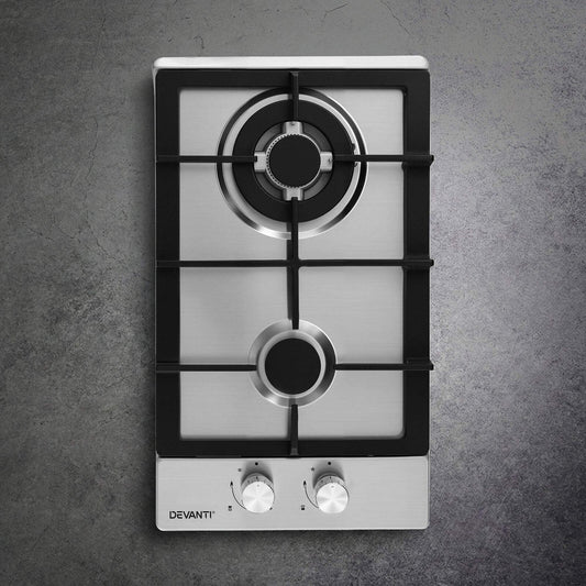Gas Cooktop 30cm 2 Burner Silver