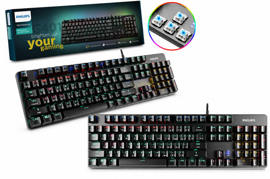 Philips Momentum USB Wired Mechanical Gaming Keyboard w/ Rainbow Backlight