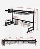 85cm Dish Drying Rack Organizer 2 Tier Kitchen Draining Over Sink Stainless