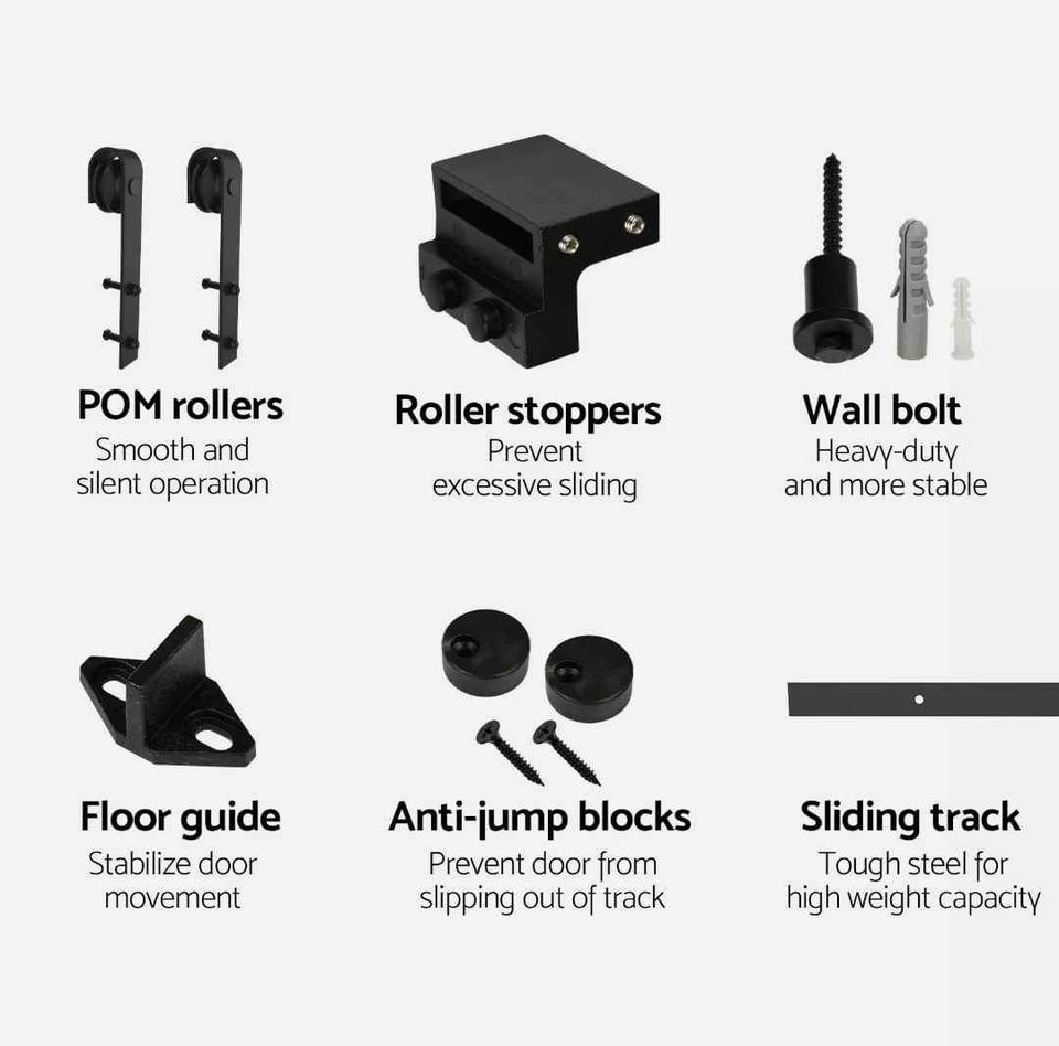 1.83M Sliding Barn Single Door Hardware Track Set Roller Kit
