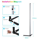 RGB LED Floor Corner Lamp Light Stand Bluetooth Remote Streaming Gaming Decor