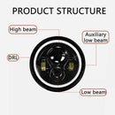 2pcs 7" Inch Round LED Headlights Projector Hi-Lo Turn Light fit for GQ PATROL jeep