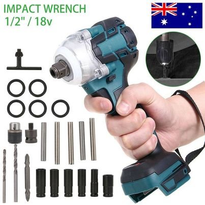 520Nm Cordless Impact Wrench Brushless Rattle Gun 1/2'' Drive & 2x Lithium Battery