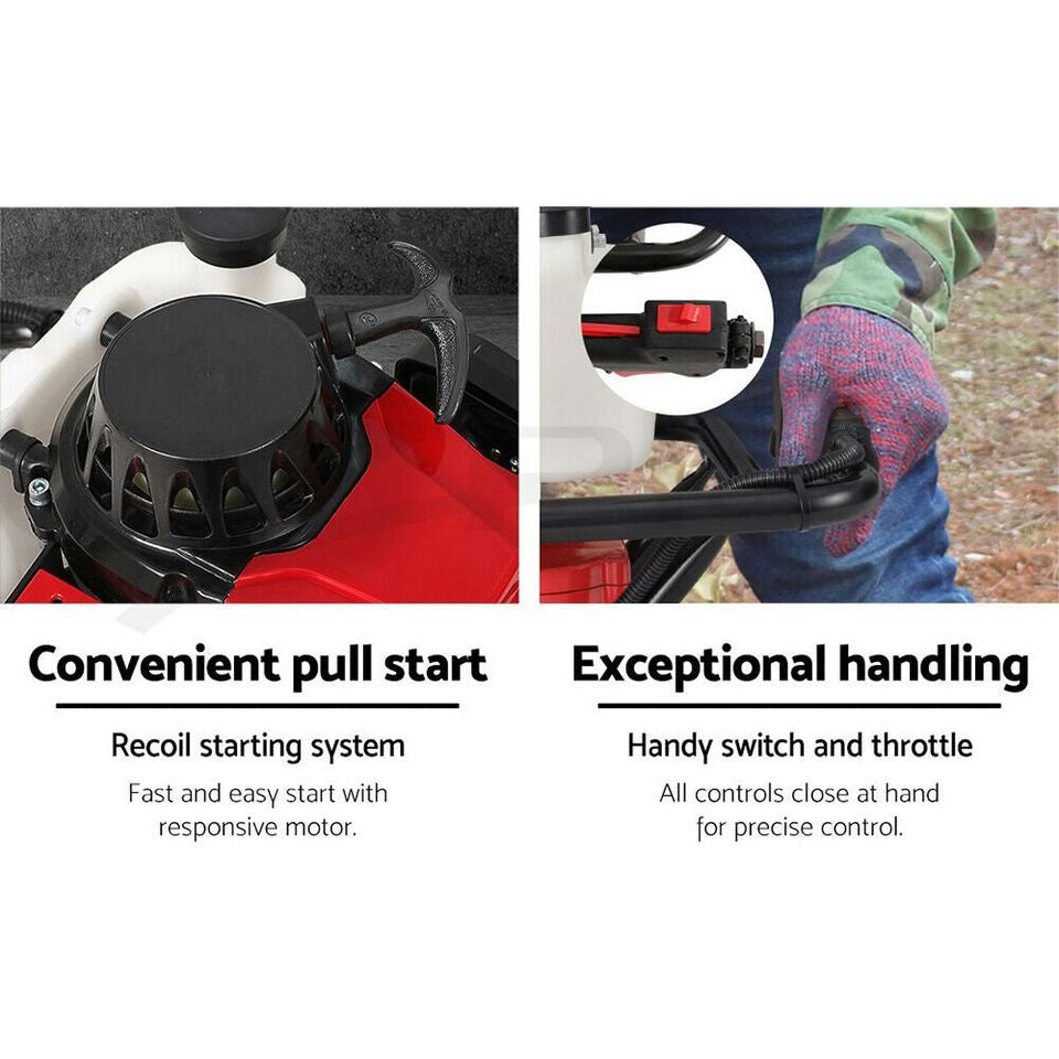 Giantz Post Hole Digger 92CC Petrol Motor Drill Borer Fence Extension Auger Bits