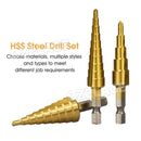 3Pcs NEW HSS Steel Step Cone Drill Titanium Bit Set Hole Cutter 3/12Mm 4-12/20Mm