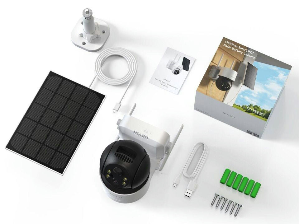 2 Pack Wireless Solar/Battery Security Camera Outdoor WiFi CCTV 360° PTZ 1080P