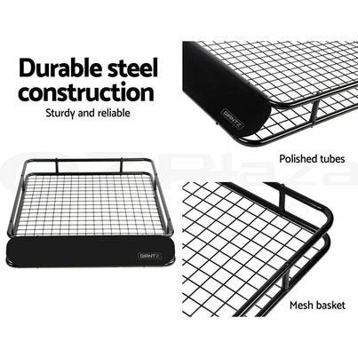 Giantz Universal Roof Rack Basket Car Luggage Carrier Steel Vehicle Cargo 123cm