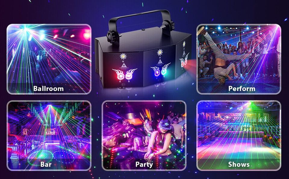 Stage Laser Light 9-EYE LED DMX RGB Strobe Scan Projector DJ Disco Party Lamp AU