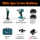 Cordless Impact Driver Wrench Angle Grinder Combo with 2x Battery