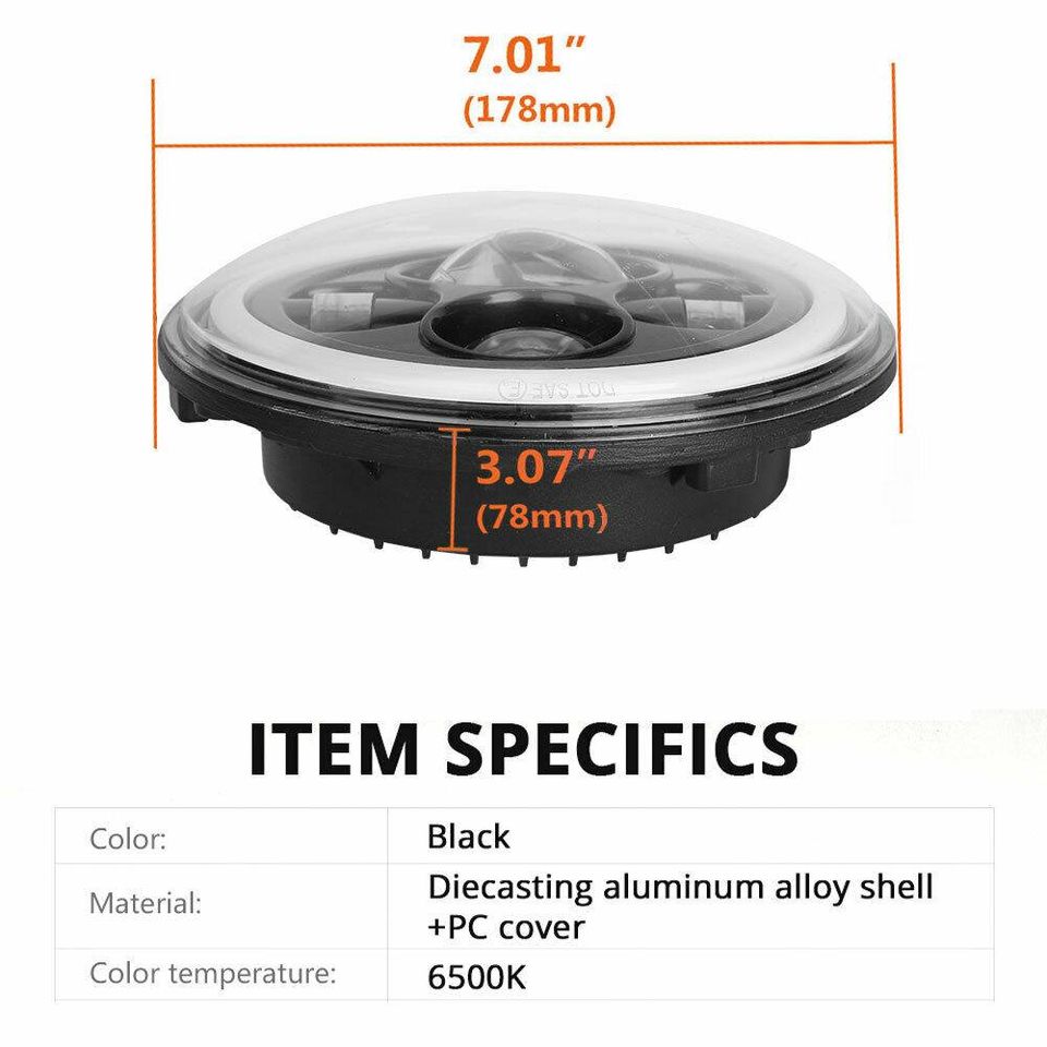 2PCS 7inch LED Headlights Projector Hi/Lo Beam DRL Light for Jeep Wrangler JK GQ