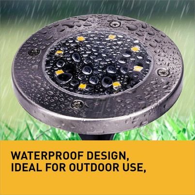 12 Solar Powered LED Buried Inground Recessed Light Garden Outdoor Deck Path