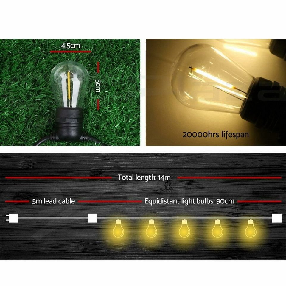 10m 10 bulb Festoon Lights String Wedding Party
