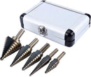 Multiple Hole Drill Bit Set, 5pcs Hss Cobalt, High Speed Durable with Set Case Step Bit Set