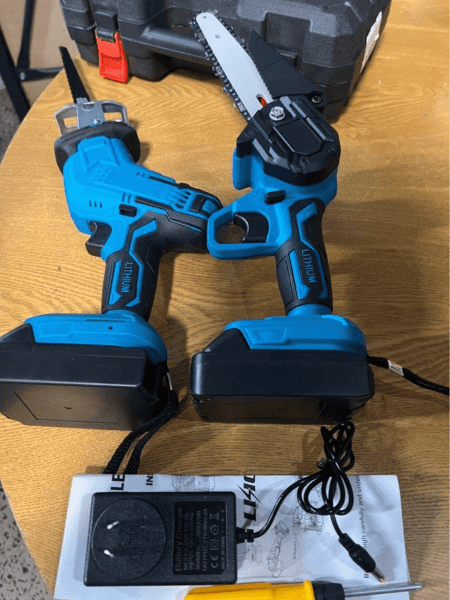 6 inch chainsaw 2x battery, reciprocating, saw with 3 blades