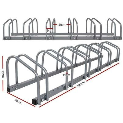 6 Bike Rack Floor Parking Storage Stand Bicycle Cycling Holder Portable Silver
