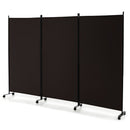 3-Panel Folding Room Divider Rolling Privacy Screen w/Lockable Wheels 180 cm