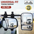 2x Towing Mirrors Pair Clip on Multi Fit Clamp On Towing Caravan 4X4 Trailer