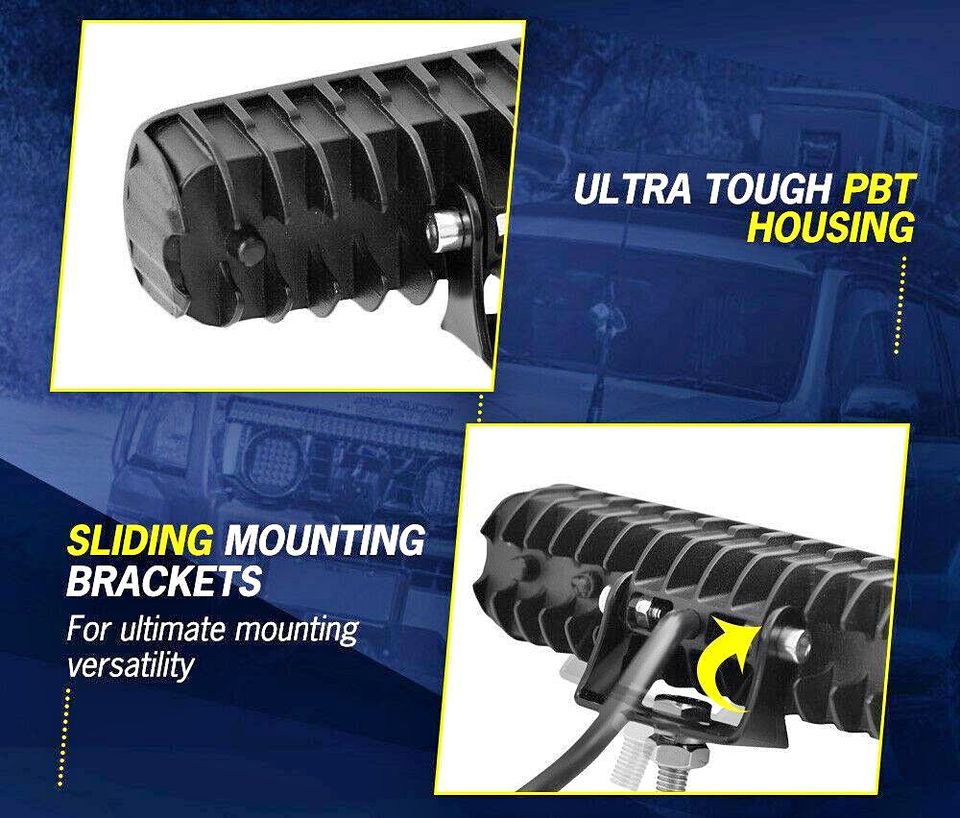 LightFox Pair 6inch Cree LED Work Light Bar Flood Beam Lamp Reverse Offroad 4x4